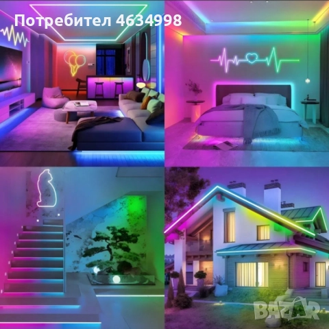 Интелигентна неонова Led лента - 5 метра, снимка 4 - Лед осветление - 52376208