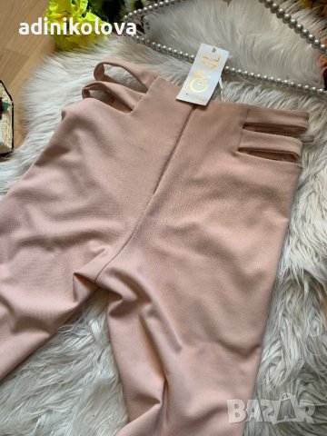 Нов розов панталон с изрязана талия , снимка 3 - Панталони - 43271816