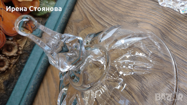 Голяма захарница или бонбониера с капак, кристалин., снимка 4 - Декорация за дома - 44872928