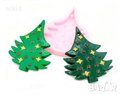 Извита елха с дупка силиконов молд форма фондан шоколад гипс висулка