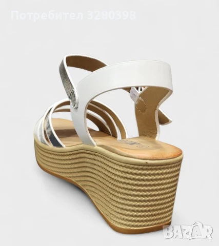 Бели дамски сандали на платформа с декоративни ленти – C5077-2 White, снимка 3 - Сандали - 51000576