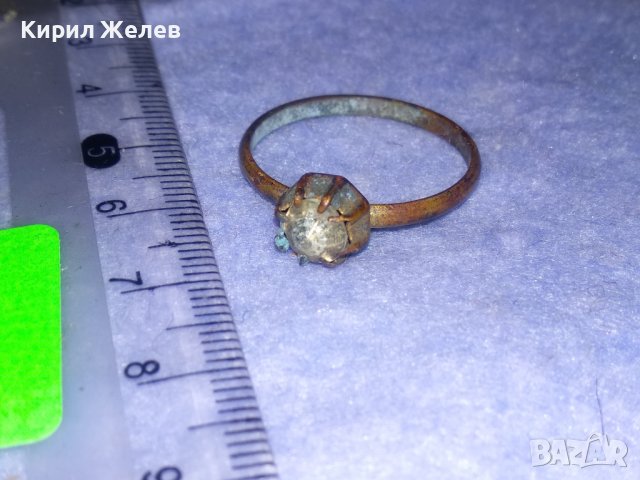 СТАРИНЕН СКЪПОЦЕНЕН БРОНЗОВ РЕТРО ПРЪСТЕН РЪЧНА РАБОТА с ИЗКУСНО ФАСЕТИРАН ПЛАНИНСКИ КРИСТАЛ 36973