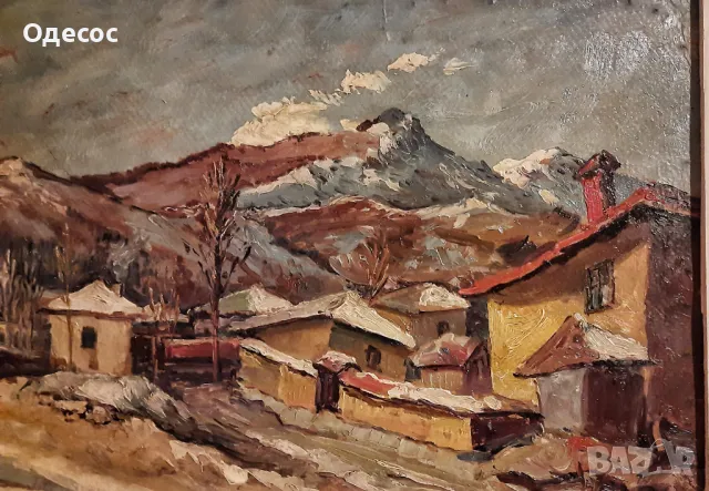 Стара картина на худ. Владимир Наумов/1897-1949/"Квартал Бояна през зимата", снимка 4 - Антикварни и старинни предмети - 48649634