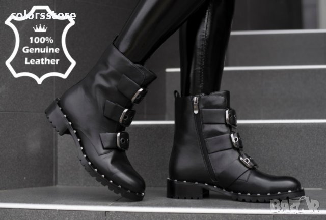 Равни боти - черна ЕСТЕСТВЕНА кожа - 1793-63