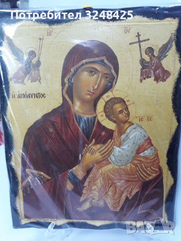 Голяма икона на Пресвета Майка Богородица Закрилница - ръчна изр. Модел А - с Архангелите Пазители., снимка 5 - Икони - 37628324