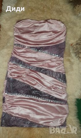 Сатенена рокля в бледо розово, снимка 1 - Рокли - 28029281
