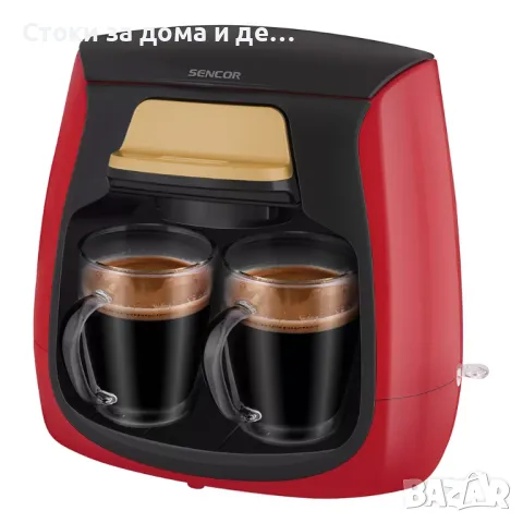 ✨Кафемашина SENCOR SCE 2101RD, 500W, Резервоар за вода от 0,3 л, Черен/Червен , снимка 1