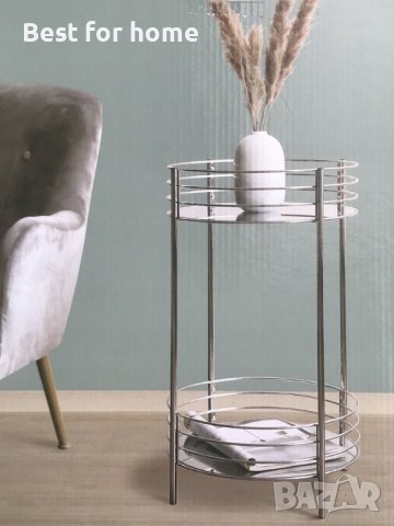 Маса на две нива с огледални плотове 65 см, снимка 4 - Маси - 36748882