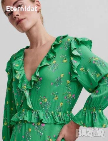 Зелена рокля YAS , снимка 10 - Рокли - 49906662