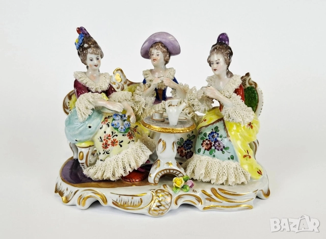 Порцеланова фигурка на три дами на кафе - Volkstedt