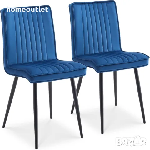 Трапезни столове с дамаска от кадифе в синьо, к-т от 2бр C-U-DC-B0320BU