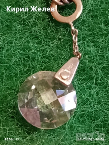 Сребърно колие с висулка кристал фешън АРТ БИЖУ майсторска изработка 30810, снимка 4 - Колиета, медальони, синджири - 52895980