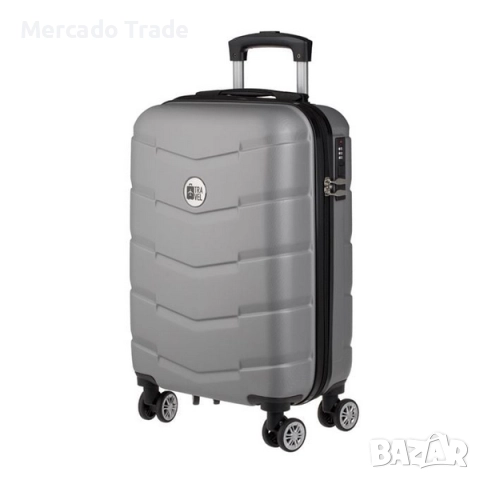 Куфар с колелца Mercado Trade, Релефен, 87л., Сив металик