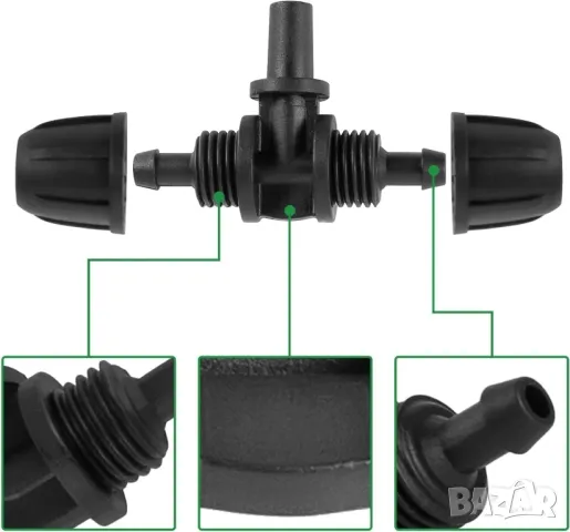 Комплект 40бр Т образни дюзи за капково напояване за 1/4" маркуч , снимка 2 - Напояване - 49704720