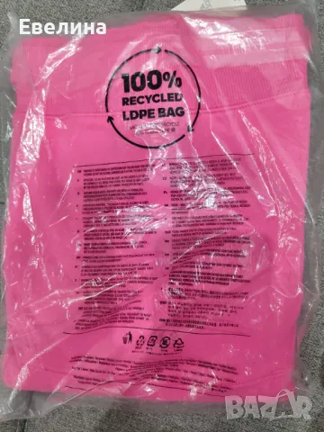 Памучен дамски суичър Adidas розов с качулка с принт, L размер, снимка 3 - Суичъри - 49863096