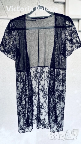 Романтична черна дантелена нощница / халат, снимка 3 - Нощници - 52267056