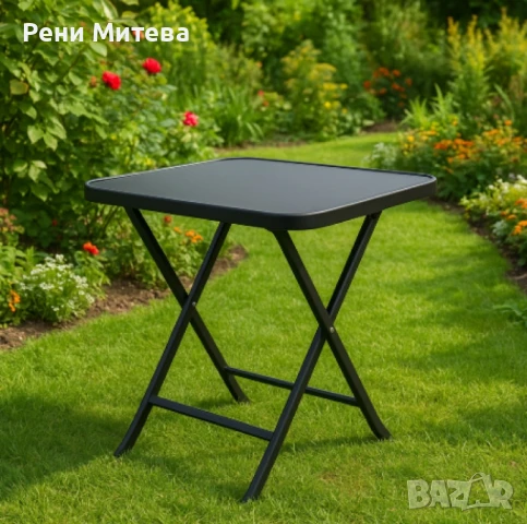 Сгъваема маса Muhler, със стъклен плот, снимка 4 - Други стоки за дома - 50463707