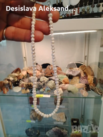 Колие наниз със естествени речни перли