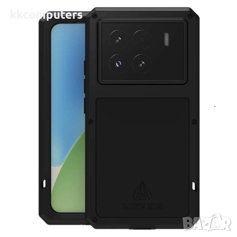 Xiaomi 15 Pro Удароустойчив LOVE MEI Метал + Силикон Калъф + Закалено Стъкло – Черен, Червен, Сребри, снимка 3 - Калъфи, кейсове - 51499251