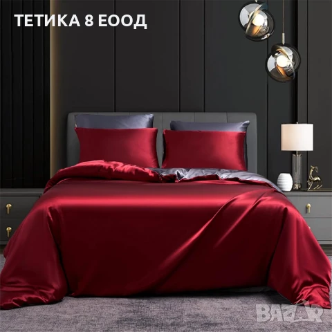 Спален комплект сатен, различни размери, синьо-сив, 2 калъфки за 65х65, снимка 6 - Спално бельо - 51169145