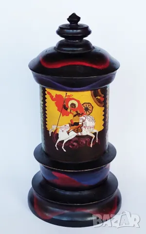 Старинна Руска ръчно рисувана с маслени бои дървена кутийка , снимка 2 - Антикварни и старинни предмети - 47751079