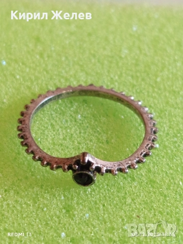 Елегантен сребърен пръстен с черен камък майсторска ръчна изработка 40476, снимка 7 - Пръстени - 52623550
