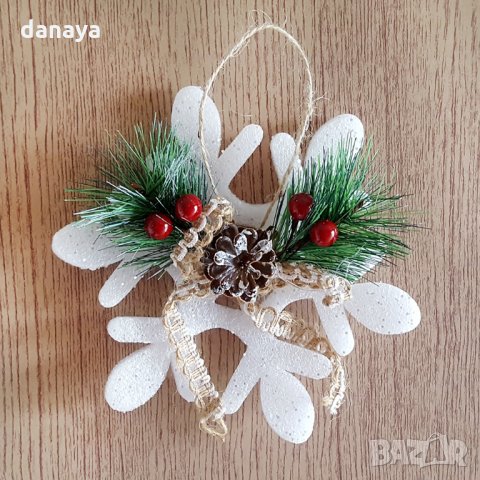 1192 Висяща коледна украса снежинка с декорация за окачване, снимка 5 - Декорация за дома - 26694239