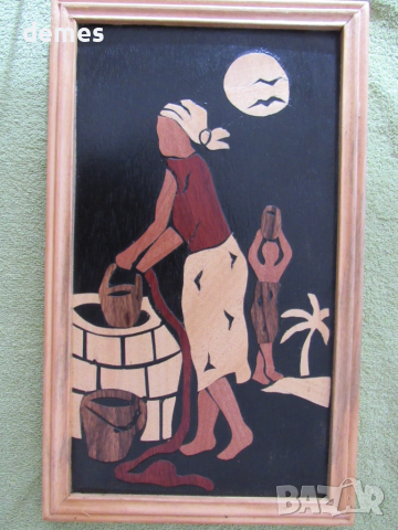 Африканка-картина от бананова кора-2, снимка 2 - Картини - 52013211