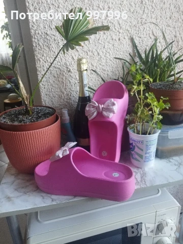 Цикламени чехли на платформа-40/41номер, снимка 2 - Чехли - 51308417