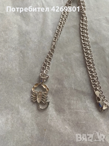  Мъжки сребърен синджир с висулка скорпион., снимка 4 - Колиета, медальони, синджири - 52026498