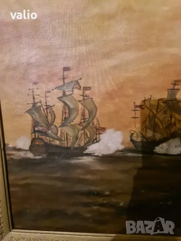 Стара голяма картина рисувана на платно подписана , снимка 2 - Картини - 49658308