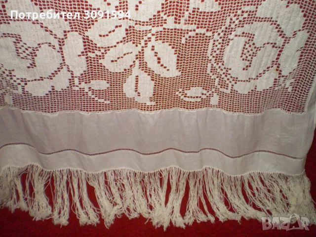 Ретро завеса плат  плетена дантела филе на рози, снимка 8 - Други ценни предмети - 48702536