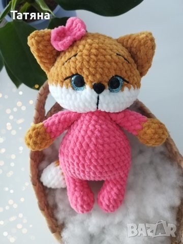 Плетена играчка лисичка, снимка 2 - Плюшени играчки - 43512077