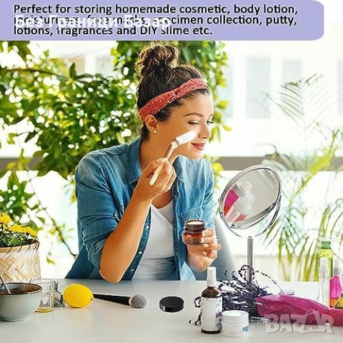 Нови 6 броя x 60мл Пластмасови Буркани Амбър UV Защита Многократна Употреба, снимка 3 - Други стоки за дома - 43446757