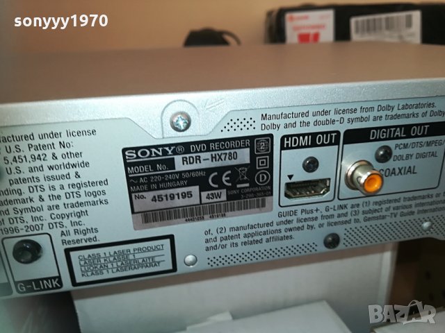 sony recorder usb/hdmi 160gb hdd/dvd model rdr-hx780 1304211338, снимка 8 - Плейъри, домашно кино, прожектори - 32531061