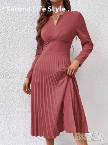Елегантна дамска розова рокля с уникален дизайн р-р S (EU 36), снимка 3 - Рокли - 52954034
