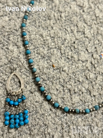 Дамски сребърен комплект с тюркоаз, снимка 3 - Колиета, медальони, синджири - 52931968