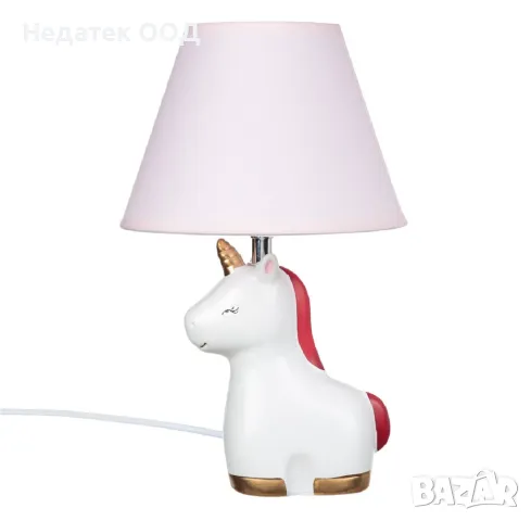 Детска настолна лампа, 3D еднорог, 19x19x31см, Бяла