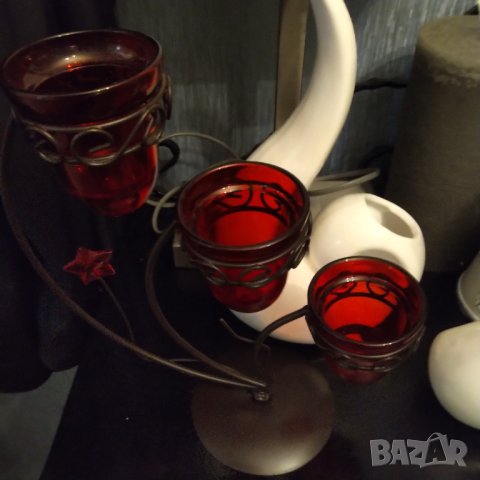 Свещник желязо и стъкло, снимка 5 - Декорация за дома - 38868754