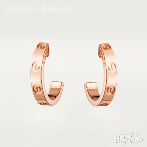 CARTIER Love Rose Gold Hoop Дамски Обеци, снимка 8 - Обеци - 53054321