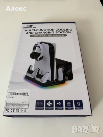 Охлаждаща зарядна станция за PlayStation 5 с LED и стойка, снимка 8 - Аксесоари - 51954897