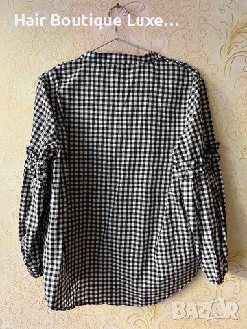 Gina Tricot Черно бяла блуза с буфан ръкав 🖤🤍, снимка 7 - Блузи с дълъг ръкав и пуловери - 44067157