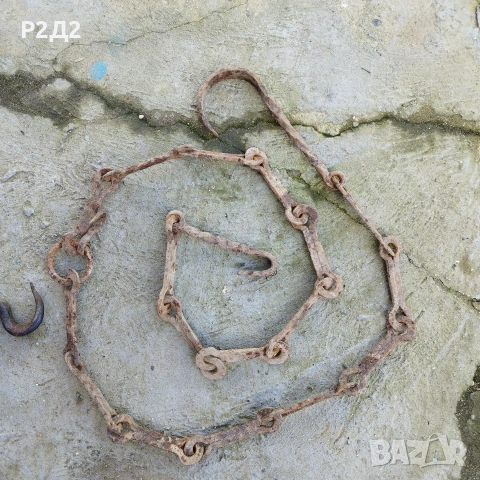 стари ковани вериги за огнище и кука, снимка 4 - Антикварни и старинни предмети - 53496175