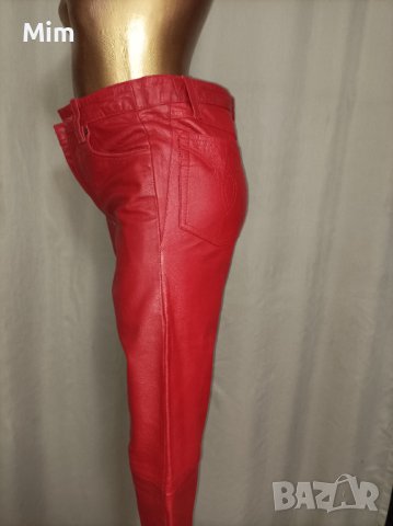 М Червен кожен тричетвърти панталон, снимка 5 - Къси панталони и бермуди - 36845680