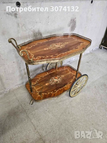Количка за сервиране с интарзия, снимка 2 - Други - 50667923