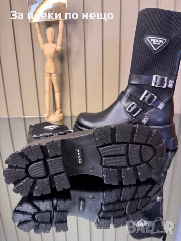 Prada Дамски Черни Боти Тип Чорап Прада Код SK216, снимка 2 - Дамски боти - 52593105