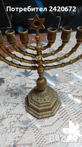 бронзов свещник менора, снимка 2 - Колекции - 52065590