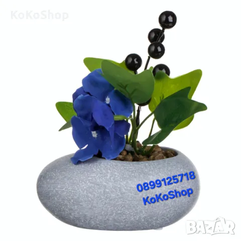 Теменужка-13x10x14 см./Изкуствена теменужка/изкуствено цвете в саксия, снимка 3 - Изкуствени цветя - 49336671