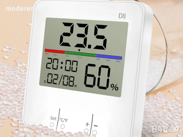 Термометър часовник LCD метеорологична станция с хигрометър, снимка 6 - Друга електроника - 50574693
