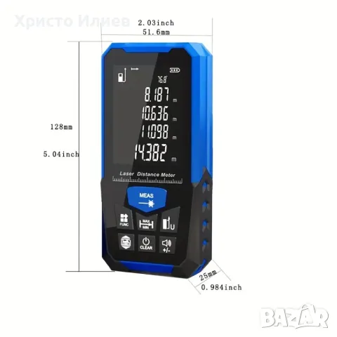 Лазерна ролетка измерване на ъгъл Електронна дигитална с дисплей 100м обхват далекомер рулетка, снимка 5 - Измервателни инструменти - 49097468